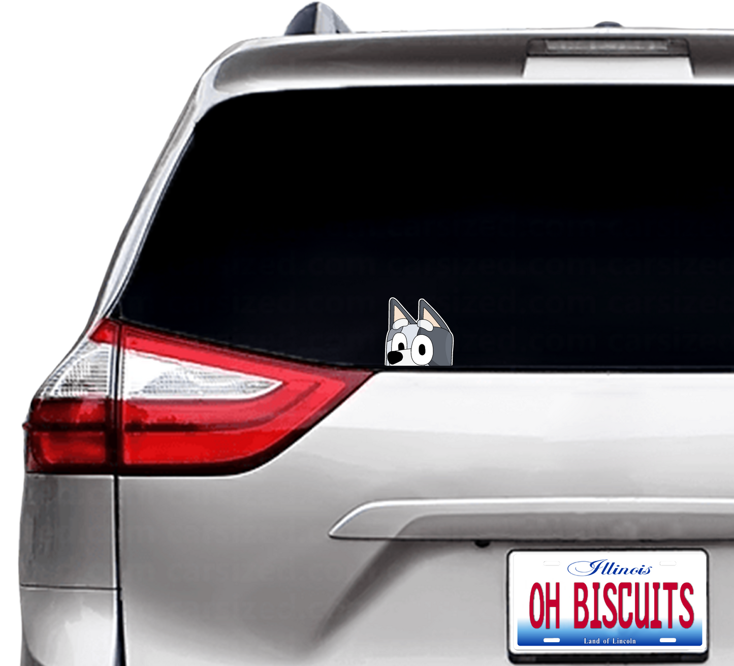 (B86) Gray Puppy Peeker - Dog Family Decal / Sticker