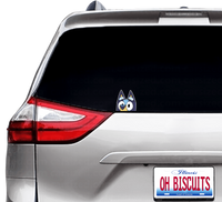 (B87) Blue Puppy Peeker - Dog Family Decal / Sticker