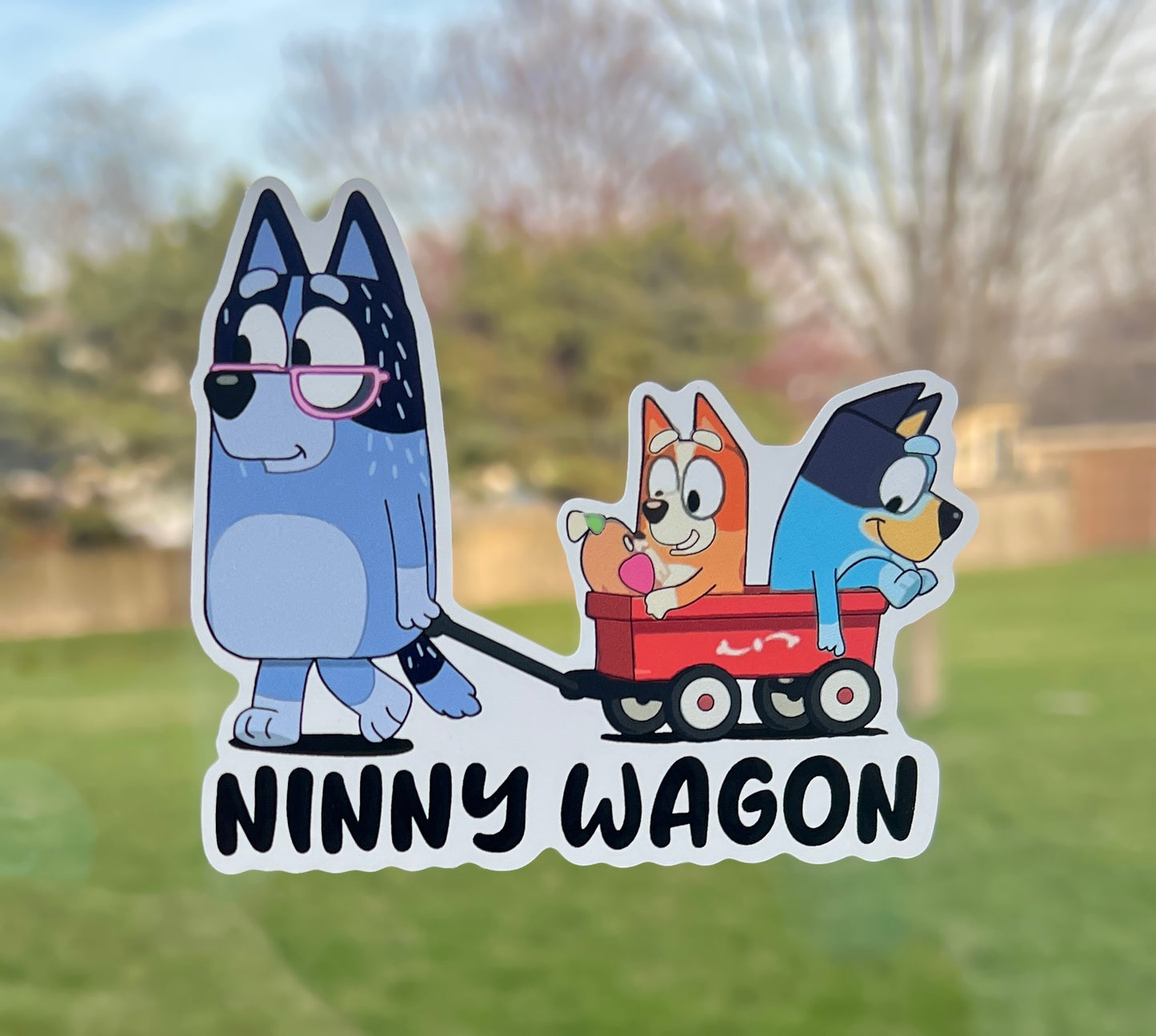 (B123) Ninny Wagon of 2 - Dog Family Decal / Sticker