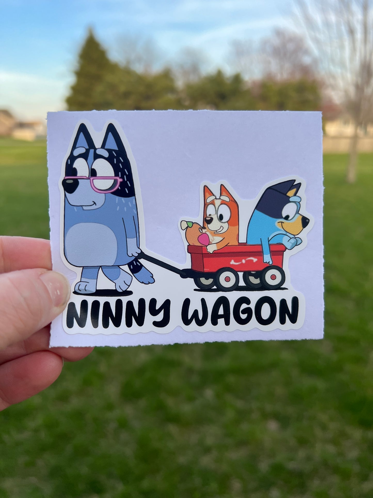 (B123) Ninny Wagon of 2 - Dog Family Decal / Sticker