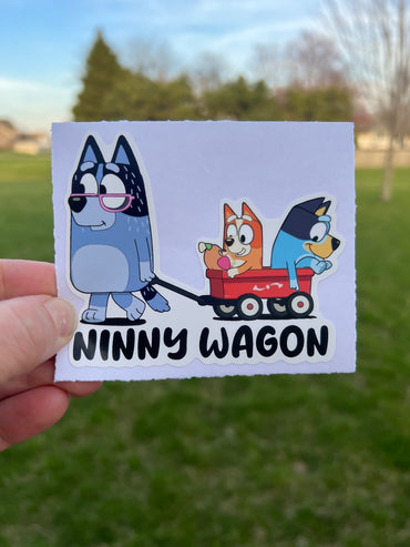 (B123) Ninny Wagon of 2 - Dog Family Decal / Sticker