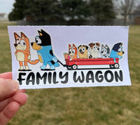 (B64) Family Wagon With 5 Kids - Dog Family Decal / Sticker