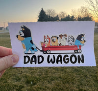 (B70) Dad Wagon With 5 Kids - Dog Family Decal / Sticker