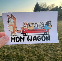 (B67) Mom Wagon With 5 Kids - Dog Family Decal / Sticker