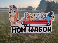 (B67) Mom Wagon With 5 Kids - Dog Family Decal / Sticker